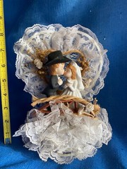 Vintage 1980s Western Cowboy & Cowgirl Ceramic Wedding Cake Topper Rope Toole