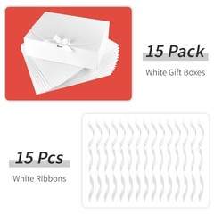 15 PCS Gift Boxes with Lids for Presents, 10.6 x 7.8 x 3.1 Inches White