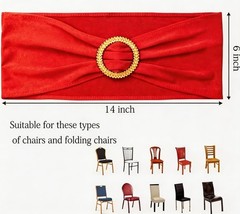 Red Spandex Chair Sashes with Gold Buckles (Pack of 50)