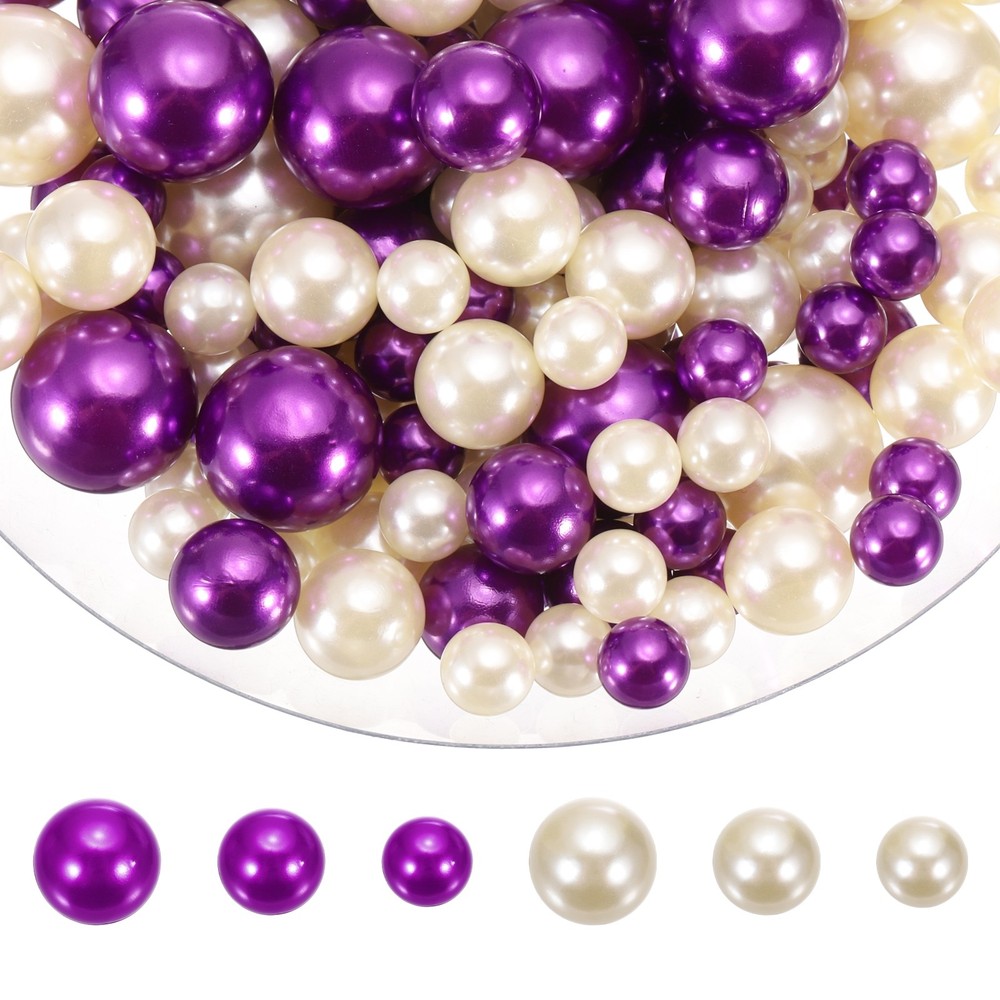 200 Pcs Pearl Bead for Vase Filler 20/14/10mm Floating Beads Dark Purple Beige