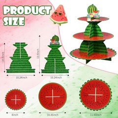 Cupcake Stand, 3 Tier Cute Summer Fruit Party Cardboard Round Watermelon