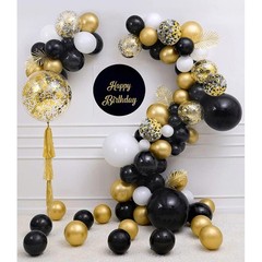 Zesliwy Black Gold Confetti Balloons 12 Inch (Pack of 50), White