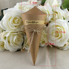 50pcs Vintage Kraft Paper Cones Bouquet Candy Boxes Wedding Party Gifts Flower