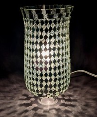 Candle Holder 4″D 10.5″Hi Set/2 Nickel Plated & Mirror Mosaic Shade FREE SHIPING