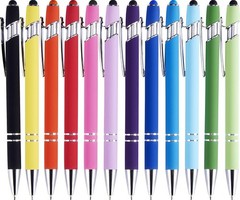 LINFANC 12 Pack Ballpoint Pen with Stylus Tip, 1.0 mm Black Ink Smooth Writin…