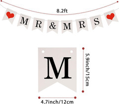 Mr and Mrs Just Married Banner, Wedding Bunting Banner with LED Fairy String Lig