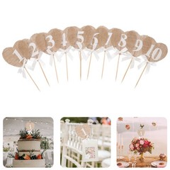 Assorted Color Rustic Jute Wedding Table Number Hearts with String and Stick