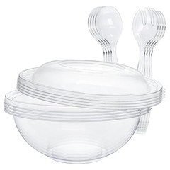 Clear Plastic Serving Salad Bowl Sets, 160 Oz 16PCS in 4 SETS – Round Large