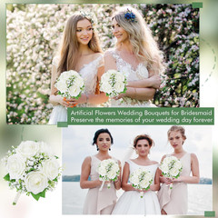 Burnt Orange & Ivory Bridesmaid Bouquet Set of 6 – Premade Floral Arrangements