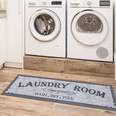 Laundry Room Rug NonSlip Runner Mat StainResistant Gray 20×59 Inch
