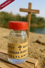 Holy Water From The Jordan River In 1 7/8 Inch Glass Vial 10 Ounces, Multi