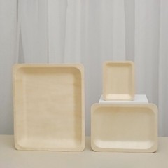 5″ x 4″ Natural Sustainable Bamboo Mini Rectangular Plates Disposable Tableware