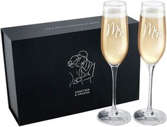 Mr & Mrs Bride and Groom Champagne Flutes by Sweetzer & Orange