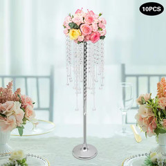 29.5 In. H Silver Iron Acrylic Beads Decor Flower Stands Decorative Vases Weddin