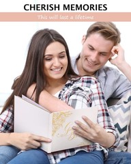 Wedding Guest Book Gold Foil Hardcover 9×7 Personalized Sign In Photo Album Set