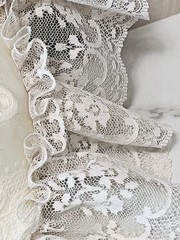Vtg Wedding Ring Bearer Pillow Victorian Bride Brocade Ivory Satin Lace Ribbons
