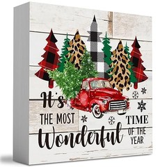 Rustic Winter Merry Christmas Tree Wood Box Sign, It’s the Most Time Wonderful