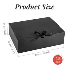 15 PCS Gift Boxes with Lids for Presents, 10.6 x 7.8 x 3.1 Inches Black