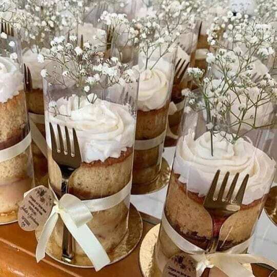 DIY Mini Cake Favor Set Clear Cake Wrap w/Mini Forks for Dessert Display Weddin