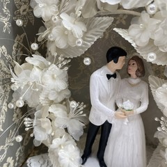 Vintage Wilton MOONLIT SNOW Wedding Cake Top, Black Suit # 114-201