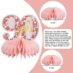 90th Birthday Decorations for Women, 12Pcs Pink Rose Gold