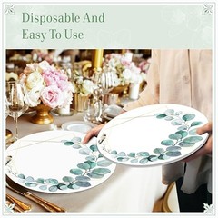 48 PCS Paper Placemats, Disposable Round Table Mats Greenery Eucalyptus Leaves