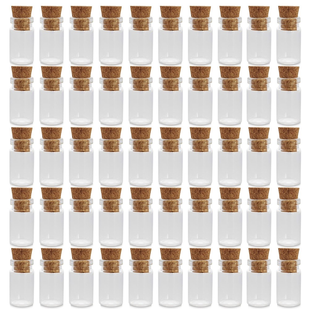 Clear Glass Jars Bottles 50 Pack Mini, Tiny, Cork Stoppers, Arts &