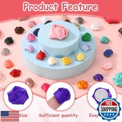 uxcell 20pcs 2Size Satin Ribbon Roses 2.5cm/5cm Ribbon Flower Rose Artificial