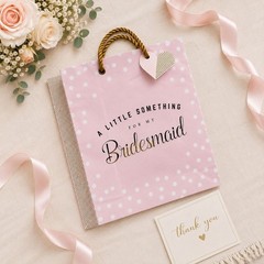 Bridesmaid Gift Bags Set of 6 Pink Polka Dot Bridal Shower Wedding Favor