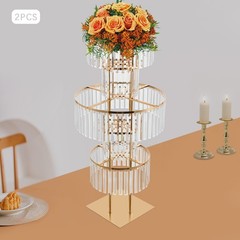 Gold+Clear 2PCS Flower Stand, Crystal Flower Stand, 5-tier Crystal Flower Stand