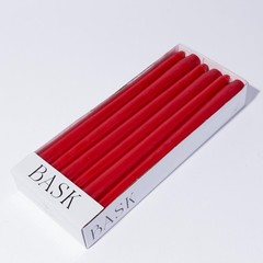 Bask 10-inch Taper Candles – Unscented and Dripless – Burns 10″ – 12Pack, Red