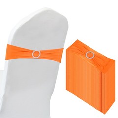 50Pcs 14″x5″ Stretch Chair Sashes Bows Chair Bands Sash with Buckle, Orange