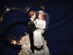 New Lighted Wedding Cake topper with Bride & Groom Over the Threshold