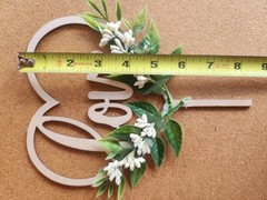 Heart Shaped Floral Wood Plastic Wedding Cake Topper Love Theme Figurine