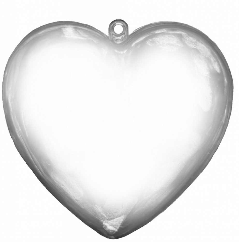 2 Clear Plastic Ball Heart fillable Ornament favor 2.5″
