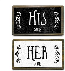 His Side Her Side Couples Sign Set – Rustic Wood & Metal Handmade Gift for Co…
