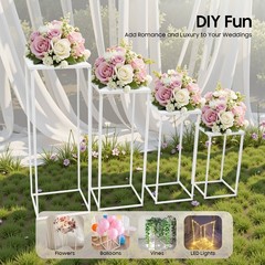 4pcs Metal Flower Stand Square Column Stand Wedding Banquet Hall Party Decor New