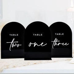 Black Arched Wedding Table Numbers 1-10 with Stands, 5×7 Inch Black Acrylic A…