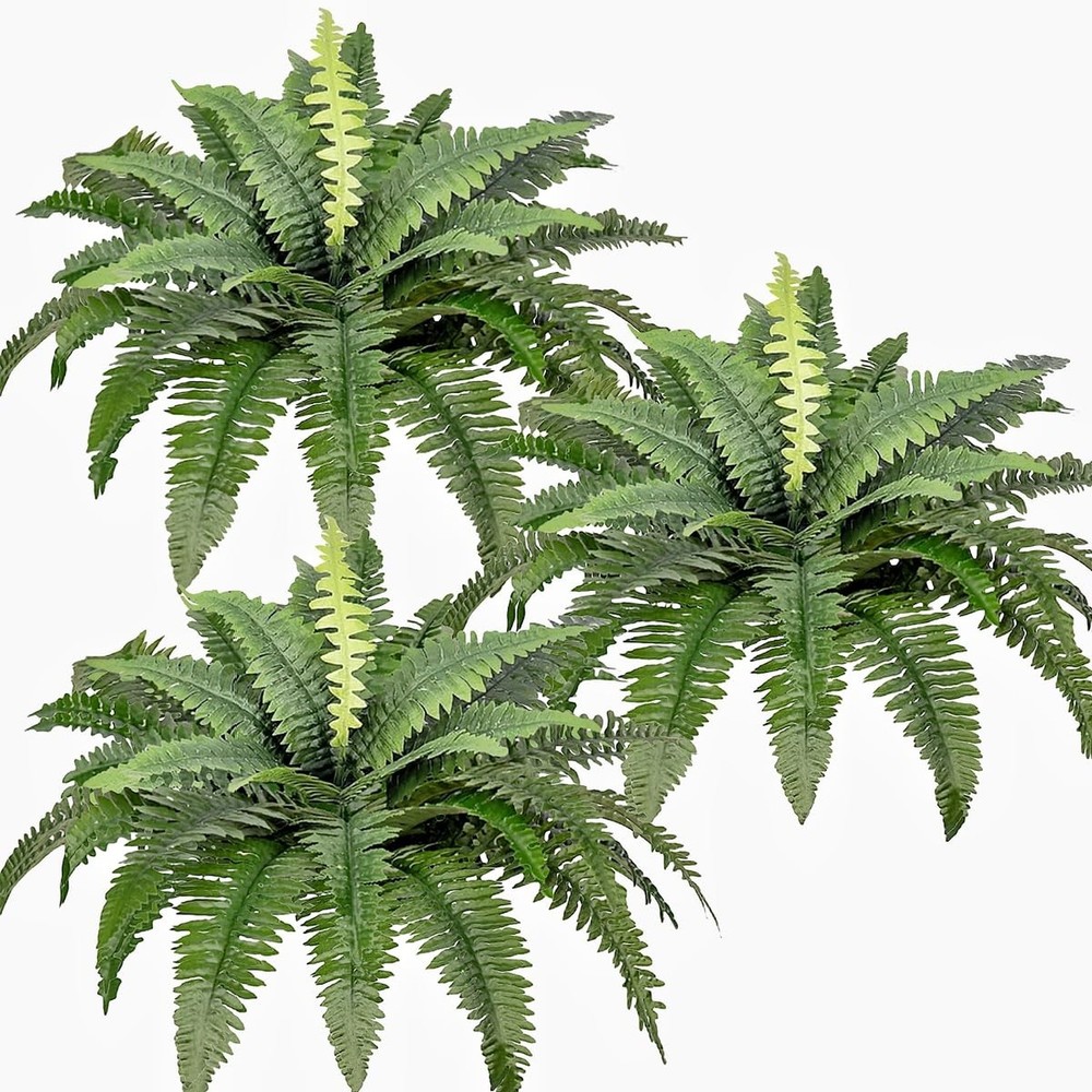 Artificial Boston Ferns Bush Plants Large, Set of 3 Large Artificial Ferns fo…