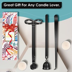 Saiveina 3 in 1 Candle Accessory Set, Wick Trimmer, 3pcs, Black