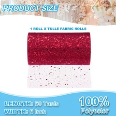 Tulle Fabric Rolls 6″ by 50 Yards Fabric Spool Tulle for DIY, Burgundy