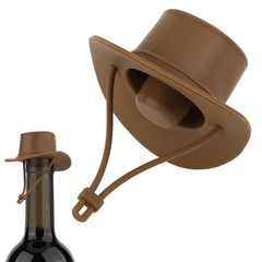Cowboy Hat Wine Stoppers, Funny Western Silicone Stoppers M, Brown