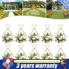 10pcs Gold Metal Diamond Shape Flower Vases Tabletop Wedding Centerpieces Stand