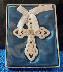 White Cross Ornament – Religious Wedding Baptism Communion