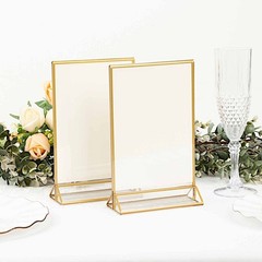 GOLD CLEAR 6 Acrylic 5″x9″ Freestanding Double Sided Table SIGN HOLDERS Party