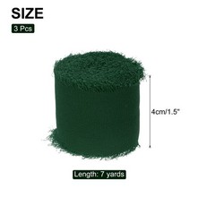 Chiffon Ribbon, 1.5″x7 Yard Silk Dark Green Tulle Satin Fabric Ribbon,3pcs