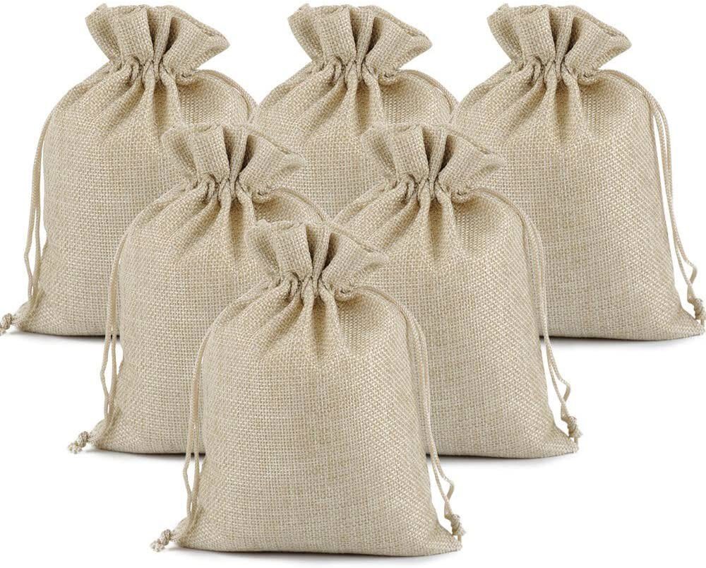 100/200pcs Burlap Gift Bags Wedding Hessian Jute Bags Linen Jewelry Pouches