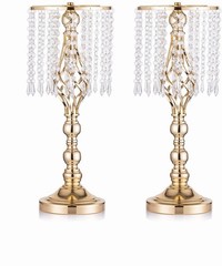 Set of 2 Gold Crystal Wedding Centerpiece Vases with Artificial Flowers 49cm 55с