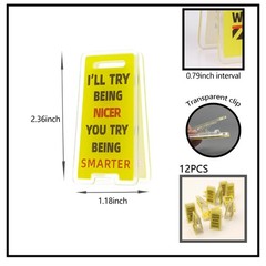 12 pcs Office Note Holder Clips, Mini Acrylic Yellow Caution Desk