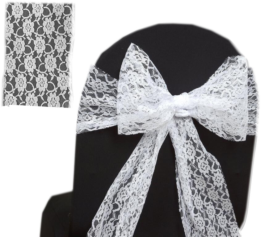 50 Lace Chair Sashes Bows Ties Wedding Engagement B’day Party Décor – FREE SHIP